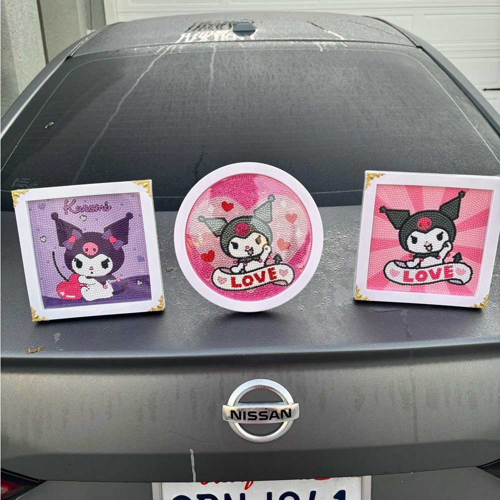 ✨Sanrio 3-Piece Art: Kuromi Handmade Rhinestone Art with Frame✨(sold separately)